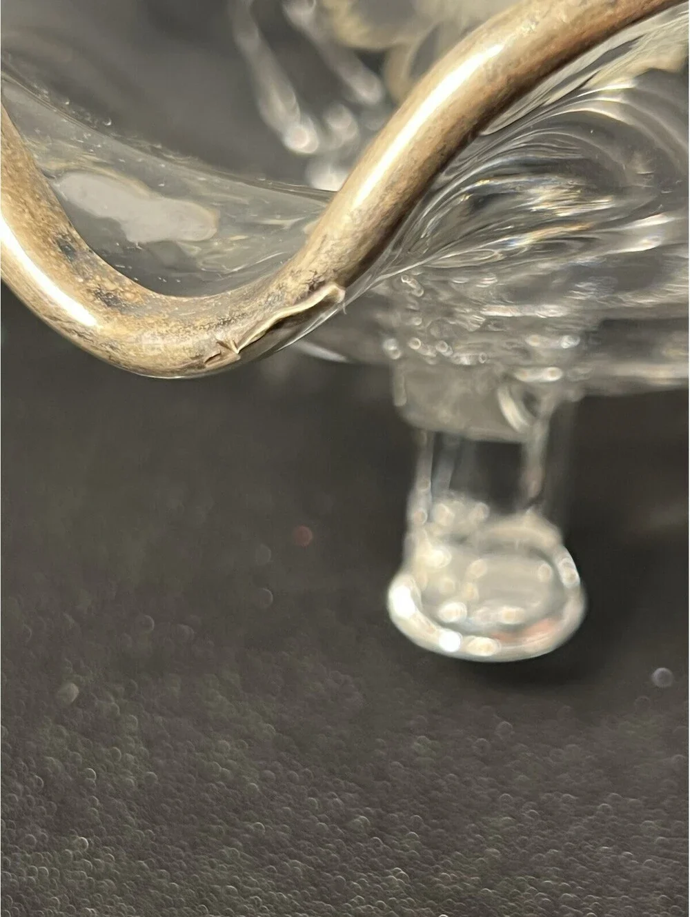 Silver City 1950s Flanders Footed Candy Bon Bon Dish Sterling Overlay, 6.5x3”